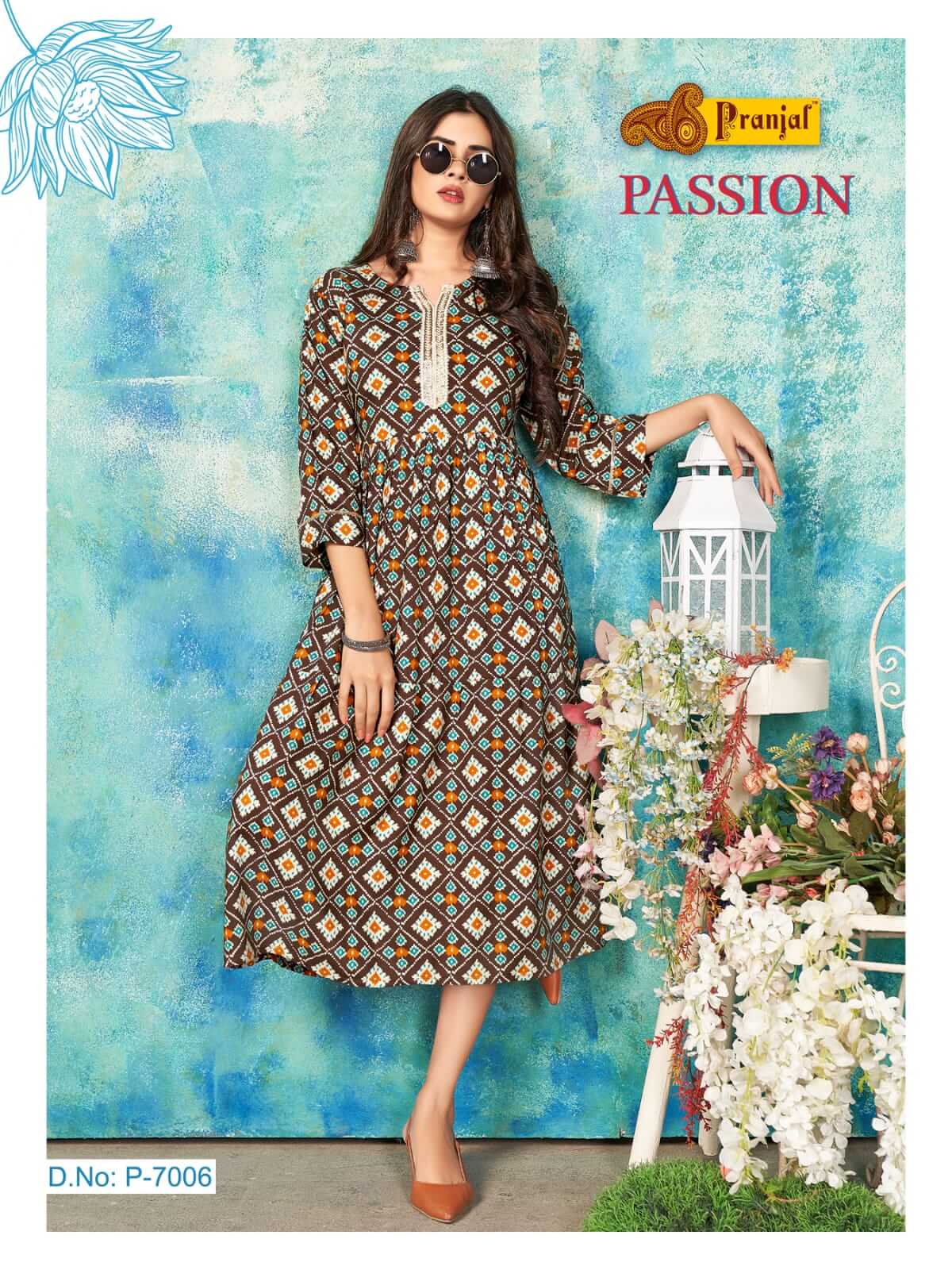 Pranjal Passion 7 Fancy Wear Designer Rayon Printed Anarkali Kurti Collection